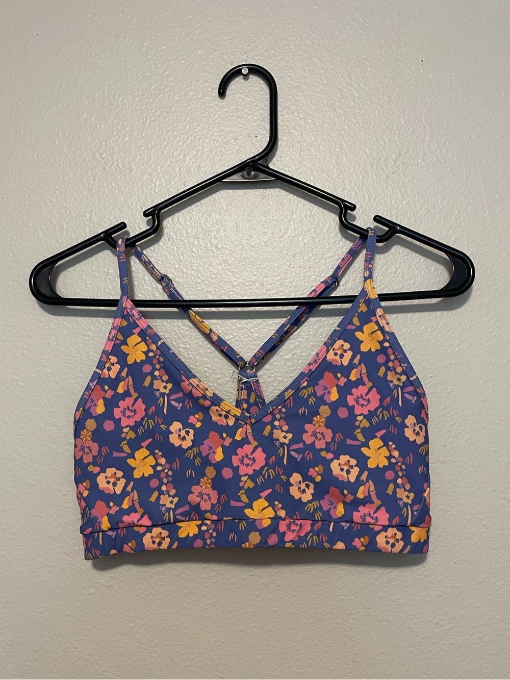 Skatie Purple Zero Sports Bra with Pink & Yellow Flowers
